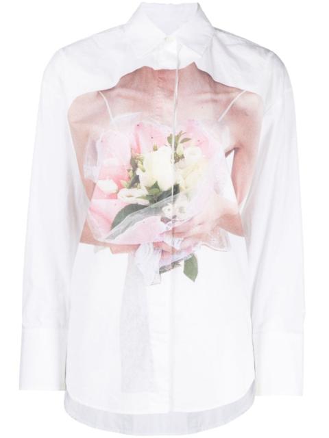 rose-print poplin shirt