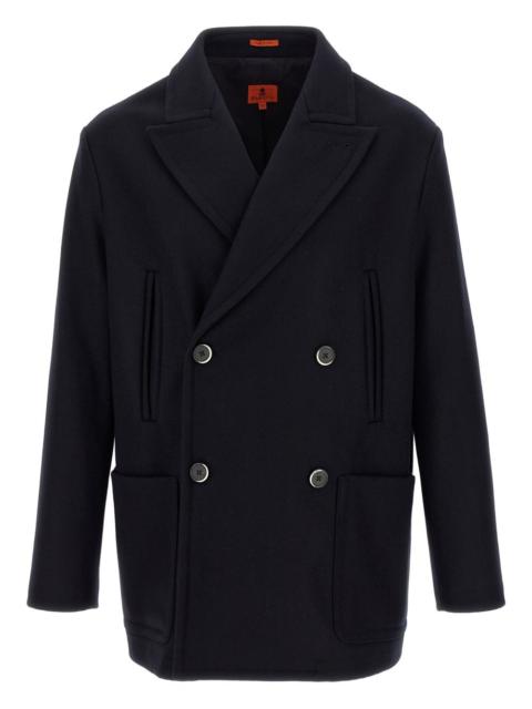 double-breasted peak-lapel coat