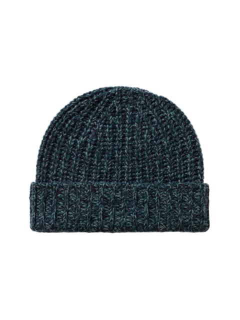 Half Cardigan Stich Green Cashmere Beanie