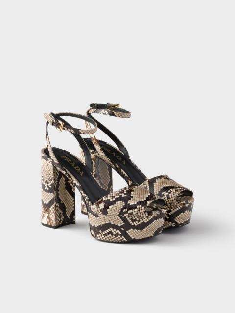Python-print Ayers leather platform sandals