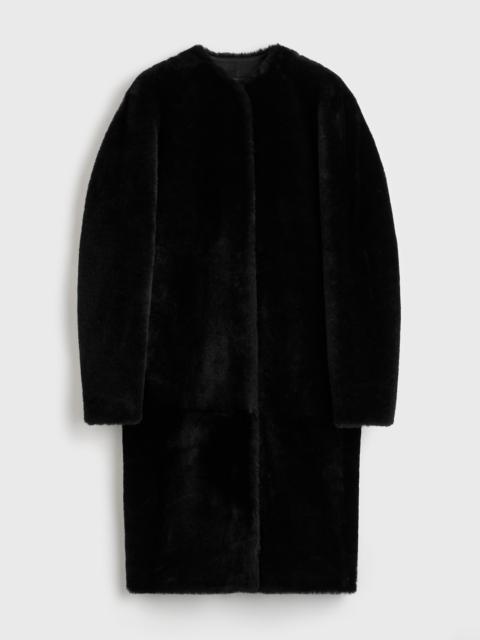 Shearling midi coat black
