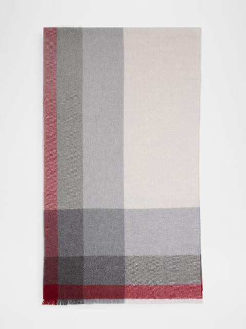 Men's Uneven Plaid Wool-Cashmere Scarf
