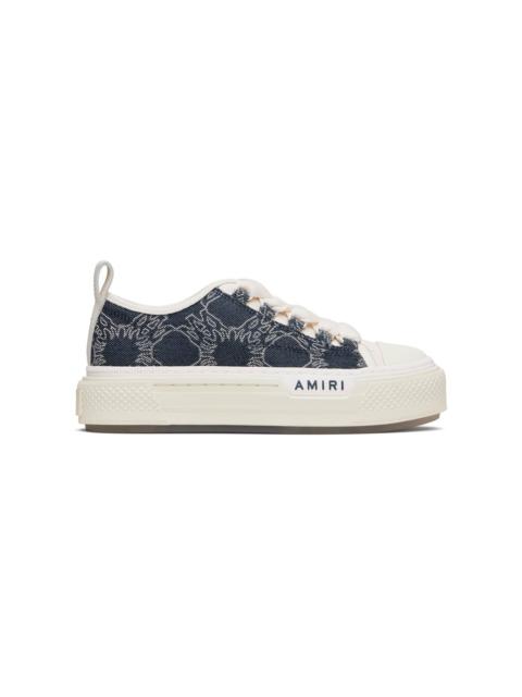 Navy & White MA Quad Denim Court Low Sneakers