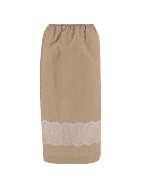 lace-panel midi skirt