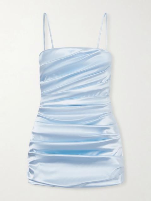Draped satin mini dress Blue