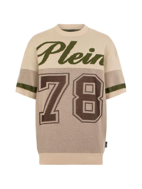 round-neck number-detail T-shirt