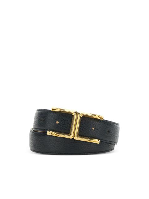 logo-buckle leather belt
