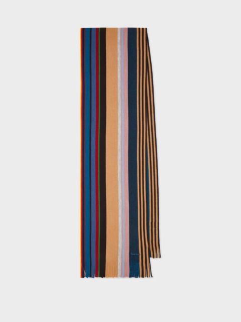 Brown Merino Wool Twisted Stripe Scarf