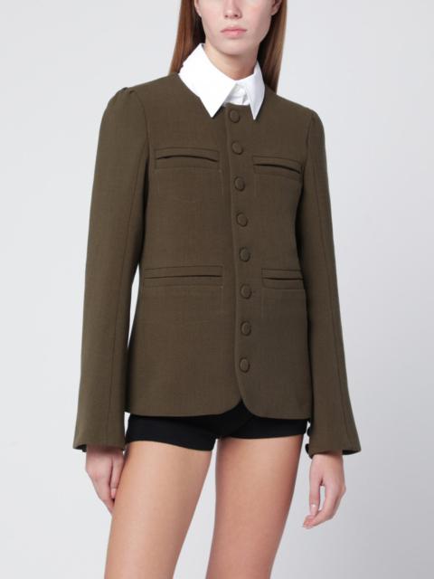 Moss green wool-blend jacket