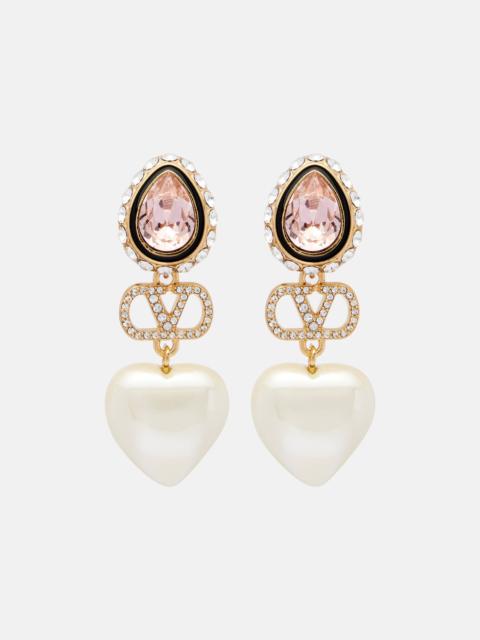 VLogo embellished drop earrings