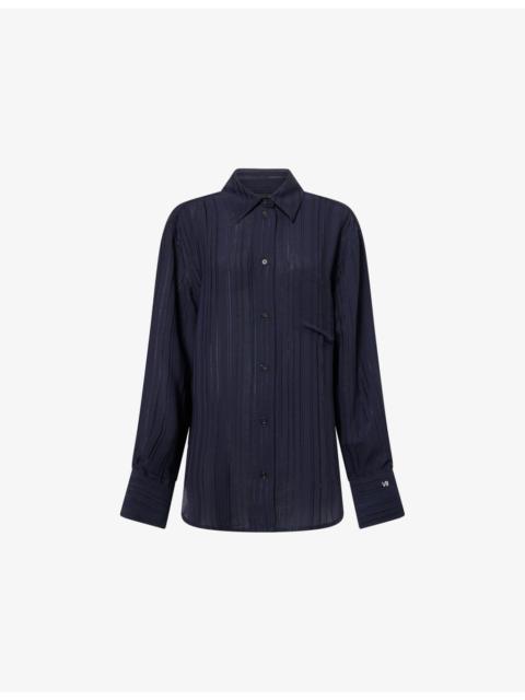 Stitched-Stripe Pyjama-Style Woven Shirt