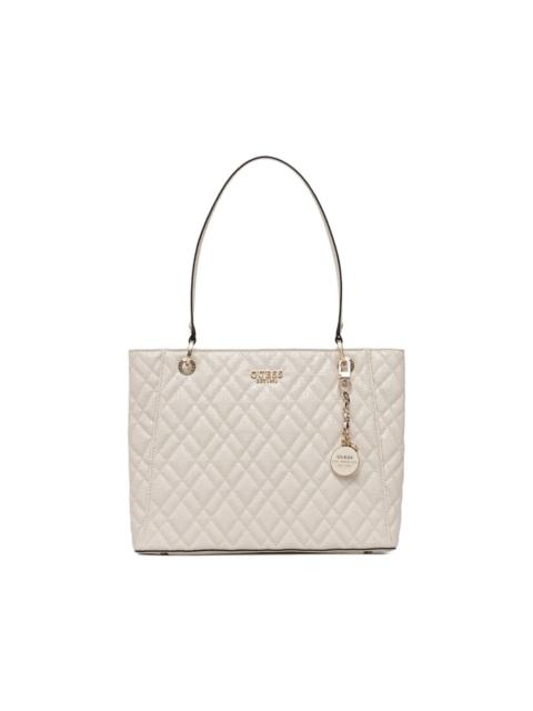 Isemay logo-charm quilted tote bag