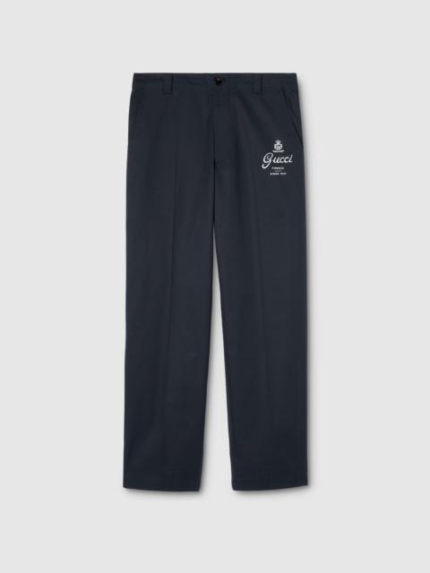 Cotton twill pants with print