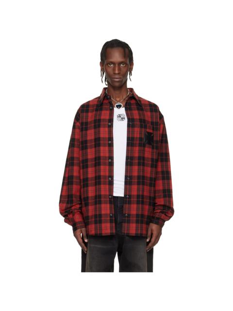 Red Leather Cross Flannel Shirt