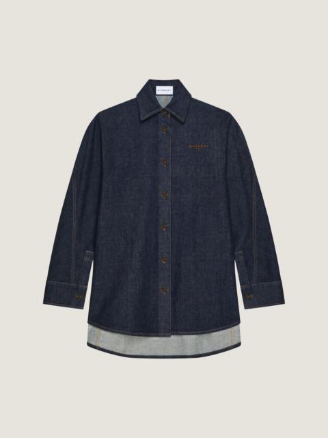 COCOON SHIRT IN RAW DENIM WITH GIVENCHY EMBROIDERY