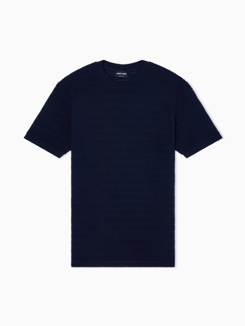 WOOL JERSEY CREW-NECK T-SHIRT WITH A STRIPED MOTIF