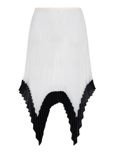 Edith Pleated Silk Midi Skirt black/white