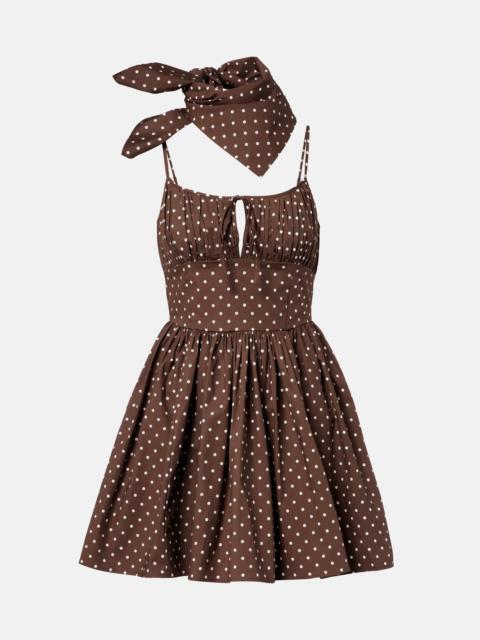Polka-dot cotton-blend minidress