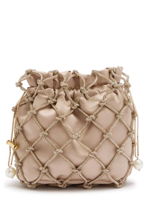 Rosantica Selene Capri Crystal-embellished Satin Drawstring bag