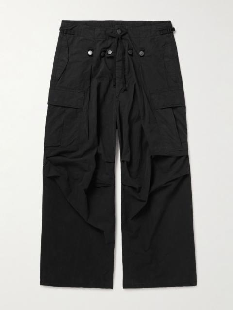Jumbo Wide-Leg Cotton-Blend Ripstop Cargo Trousers Black