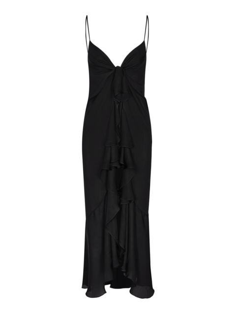 Iluminating Ruffled Silk Top black