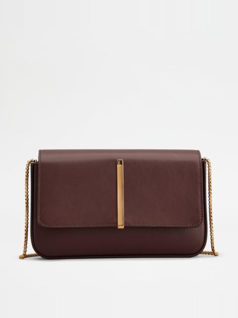 FLAP MINI BAG IN LEATHER - BURGUNDY