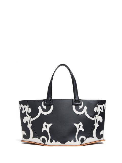 Coyote Western Tote Bag in Black & Ivory Leather