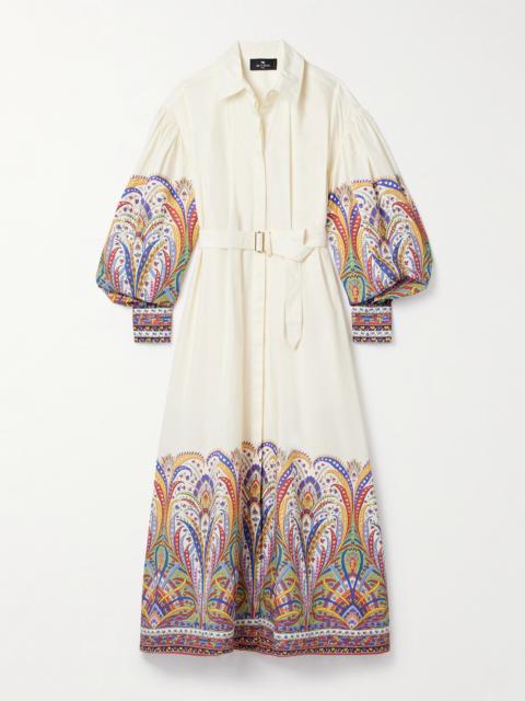 Belted Paisley-print Cotton-poplin Midi Shirt Dress