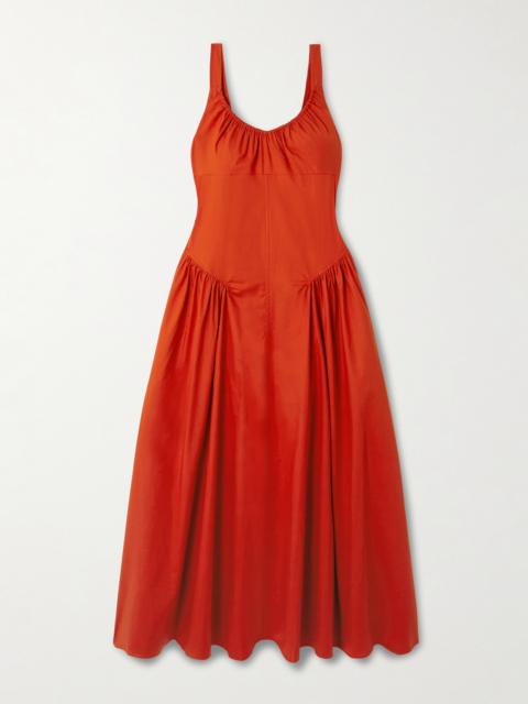 Olas Gathered Cotton Midi Dress