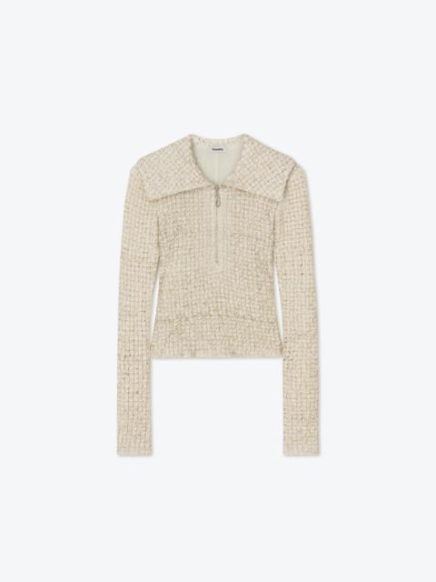 LEIKO - Dribbled ribbon top - Creme