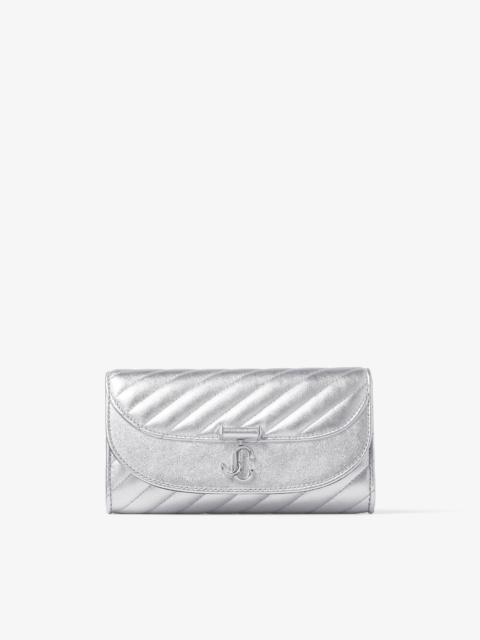 Curve Wallet With Chain
Silver Quilted Metallic Nappa Leather Wallet with Chain