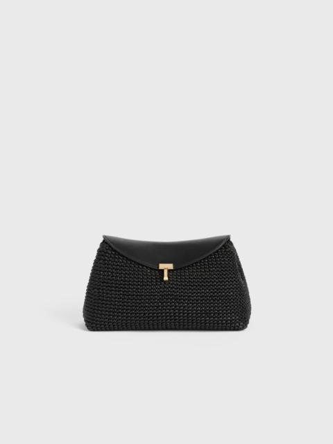 T-lock woven-leather clutch black