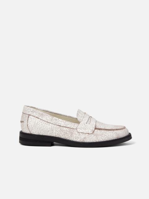 Wilde White Cracked Penny Loafer - Women's