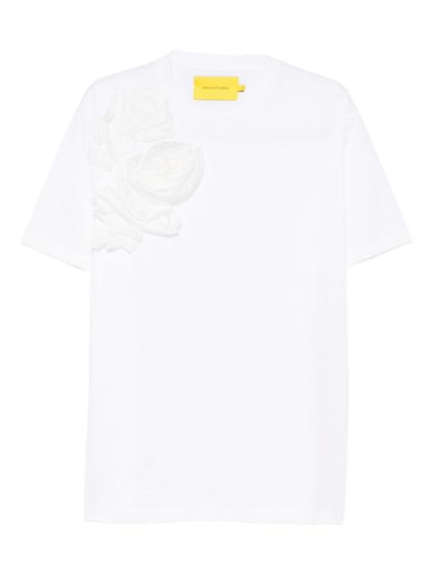 flower-appliqué T-shirt