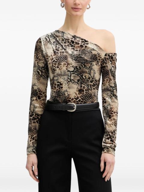 one-shoulder snakeskin-print body