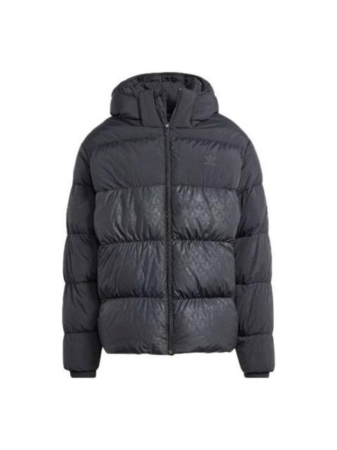 adidas originals Down Regen Monogram Hooded Puffer Jacket 'Black' HZ0681