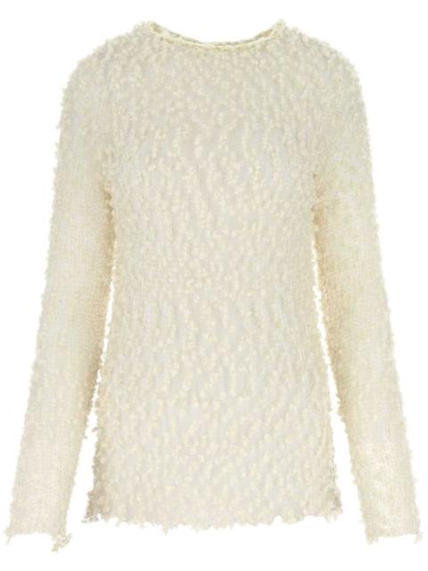 crew-neck long-sleeve mesh top