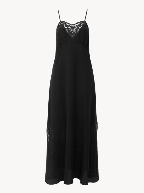 LONG LINGERIE DRESS IN CRÊPE DE CHINE & LACE