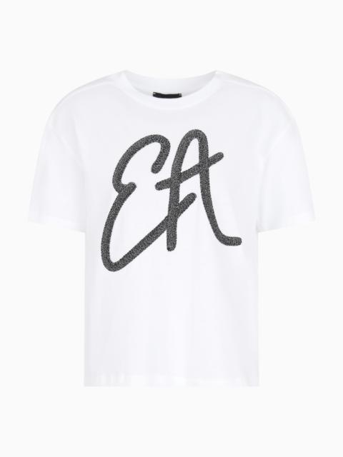COTTON-JERSEY T-SHIRT WITH OVERSIZED LUREX LOGO