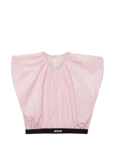 logo-print cropped blouse