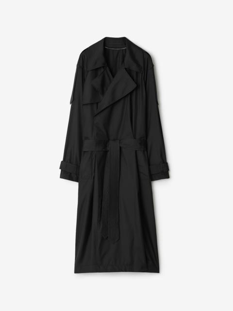 Long Silk Trench Coat