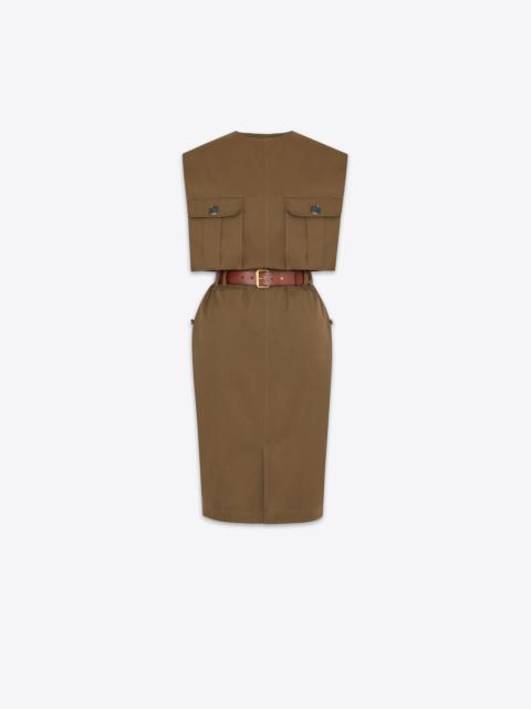 cut-out dress in cotton twill