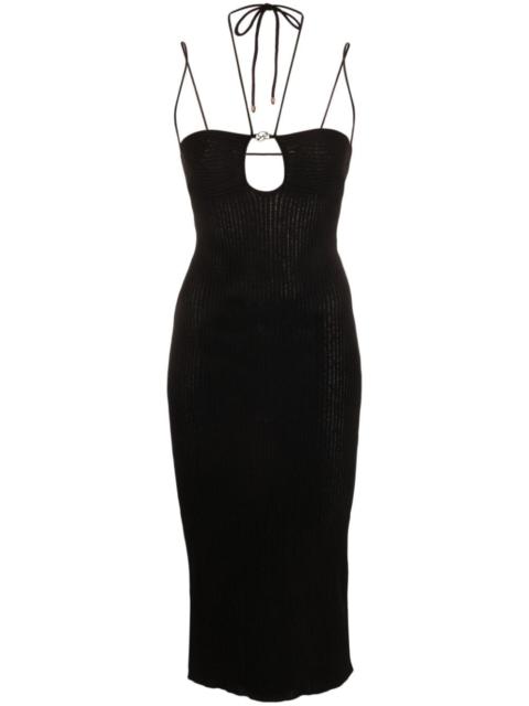 logo-plaque ribbed dress