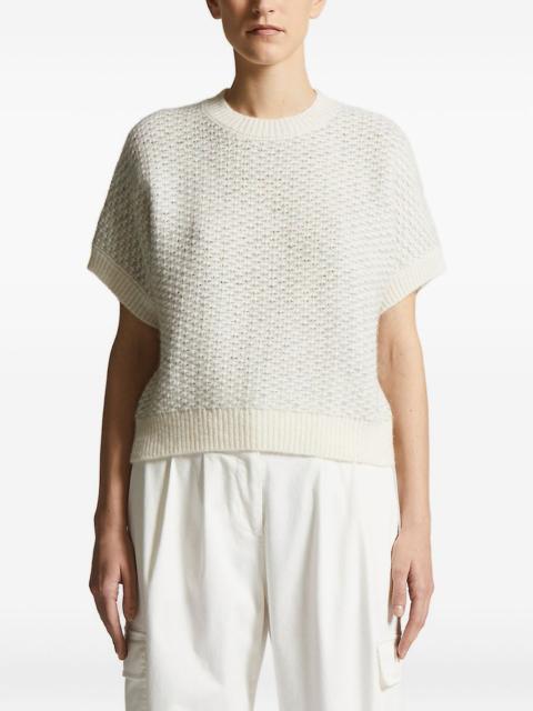 textured short-sleeve knitted top