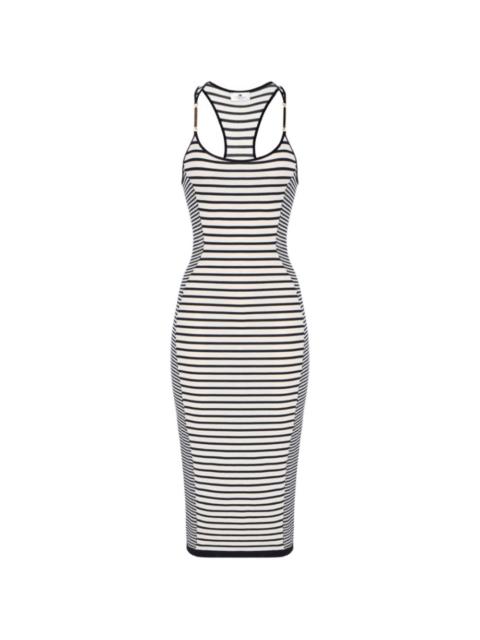 striped-pattern racerback midi dress