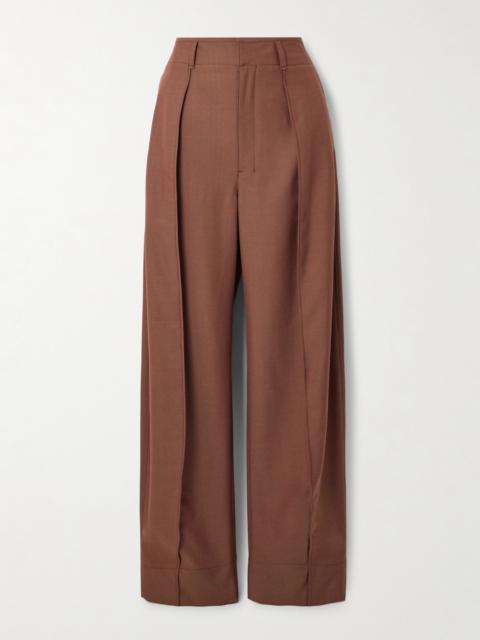 Pleated Grain De Poudre Wide-leg Pants