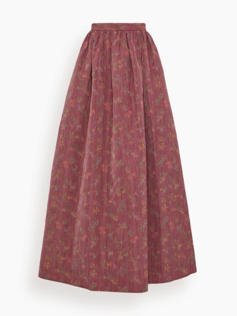 Morgaine Gown Length Full Skirt in Raspberry Floral Ikat