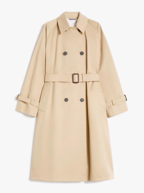 Water-repellent gabardine trench coat with print - PLUM