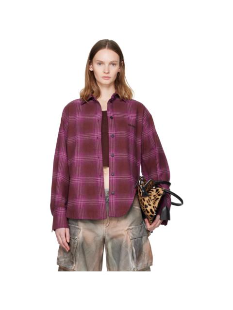 Burgundy & Pink Wool Cotton Check Shirt