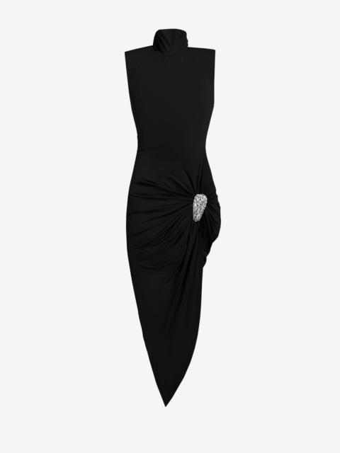 CRYSTAL CLUSTER DRAPED MIDI DRESS